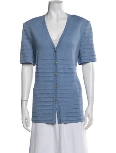 Pre-owned St John V-neck Sweater In Blue