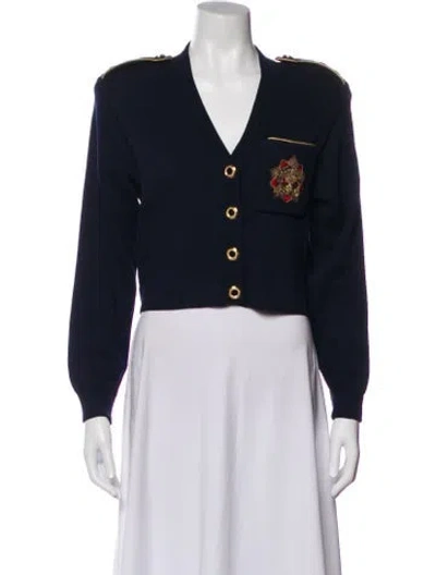 Pre-owned St John V-neck Sweater In Blue
