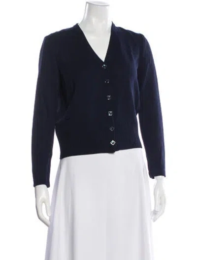 Pre-owned St John V-neck Sweater In Blue