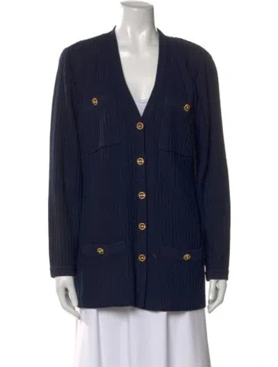 Pre-owned St John V-neck Sweater In Blue