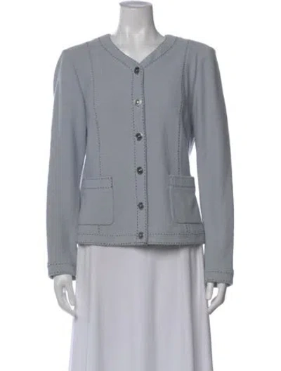 Pre-owned St John V-neck Sweater In Blue