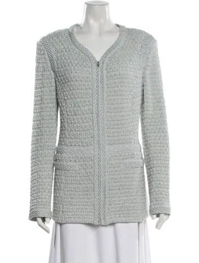 Pre-owned St John V-neck Sweater In Blue