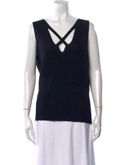 Pre-owned St John V-neck Sweater In Blue