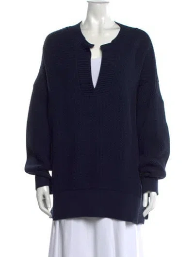 Pre-owned St John V-neck Sweater In Blue