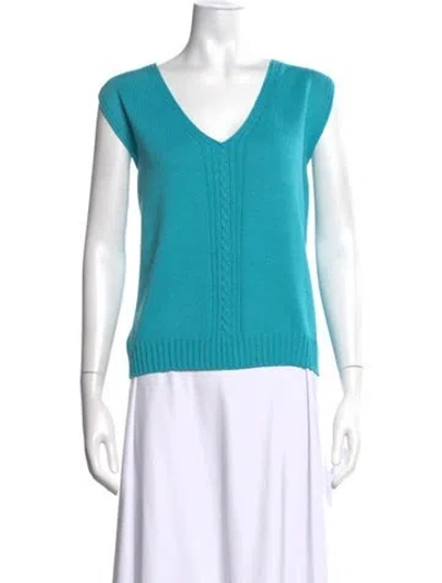 Pre-owned St John V-neck Sweater In Blue