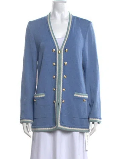 Pre-owned St John V-neck Sweater In Blue