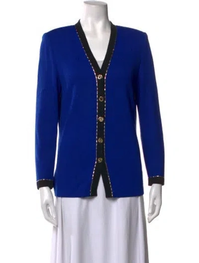 Pre-owned St John V-neck Sweater In Blue