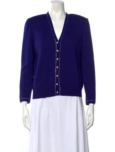 Pre-owned St John V-neck Sweater In Blue