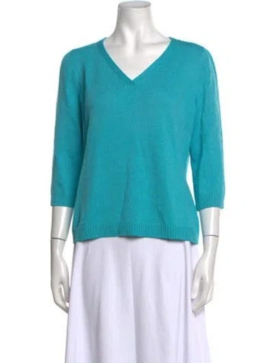 Pre-owned St John V-neck Sweater In Blue