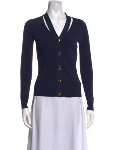 Pre-owned St John V-neck Sweater In Blue