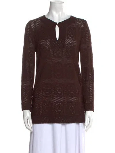 Pre-owned St John V-neck Sweater In Brown