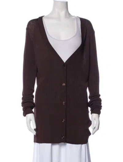 Pre-owned St John V-neck Sweater In Brown