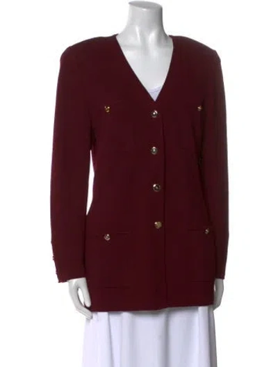 Pre-owned St John V-neck Sweater In Brown