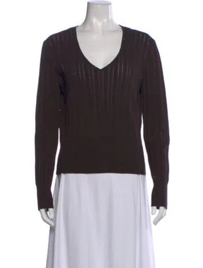 Pre-owned St John V-neck Sweater In Brown
