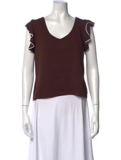 Pre-owned St John V-neck Sweater In Brown
