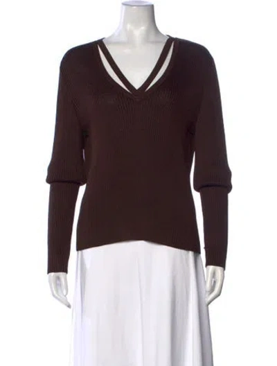 Pre-owned St John V-neck Sweater In Brown