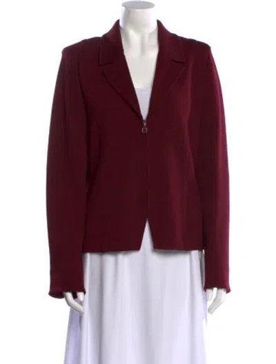 Pre-owned St John V-neck Sweater In Burgundy