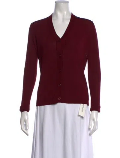 Pre-owned St John V-neck Sweater In Burgundy