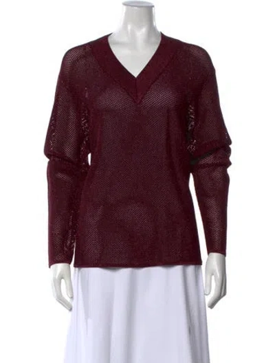 Pre-owned St John V-neck Sweater In Burgundy