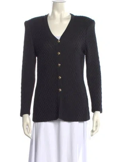 Pre-owned St John V-neck Sweater In Gray