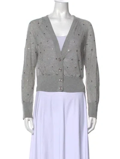 Pre-owned St John V-neck Sweater In Gray