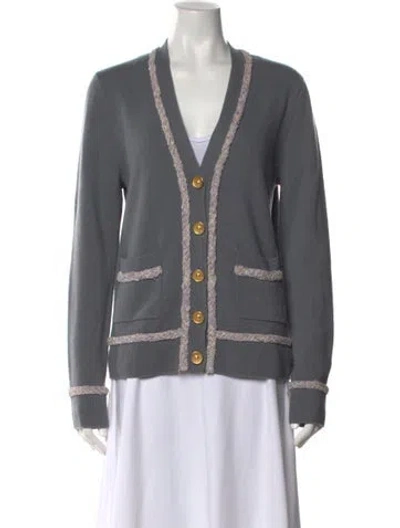 Pre-owned St John V-neck Sweater In Gray