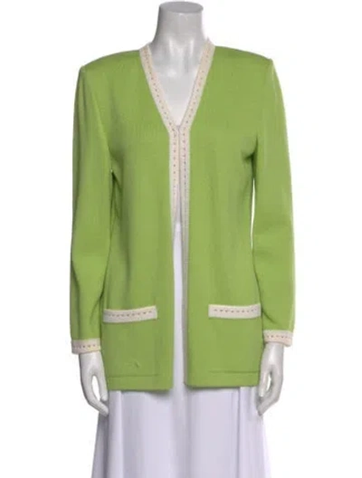 Pre-owned St John V-neck Sweater In Green