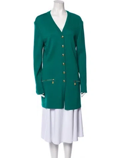 Pre-owned St John V-neck Sweater In Green