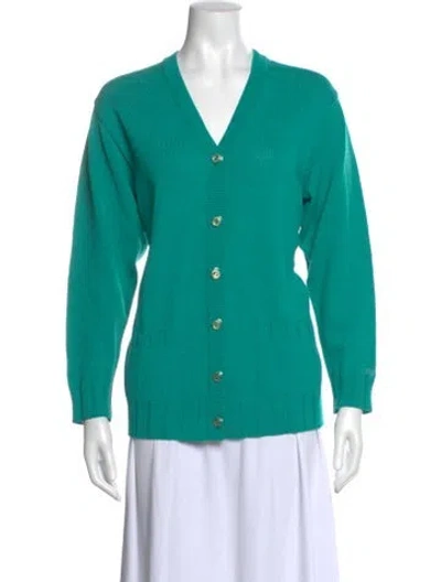 Pre-owned St John V-neck Sweater In Green