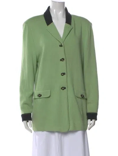 Pre-owned St John V-neck Sweater In Green