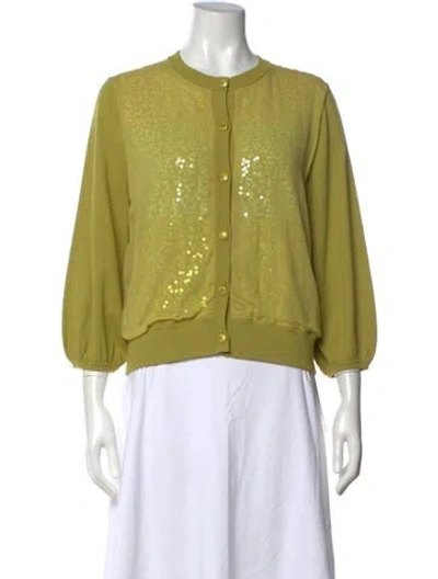 Pre-owned St John V-neck Sweater In Green