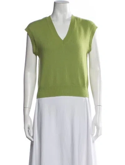 Pre-owned St John V-neck Sweater In Green