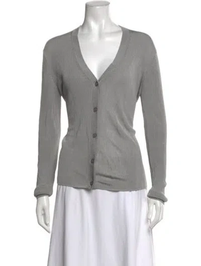 Pre-owned St John V-neck Sweater In Grey