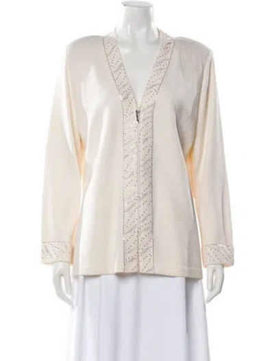Pre-owned St John V-neck Sweater In Neutral