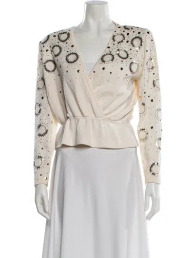 Pre-owned St John V-neck Sweater In Neutral