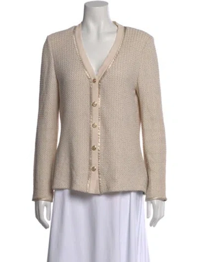 Pre-owned St John V-neck Sweater In Neutral