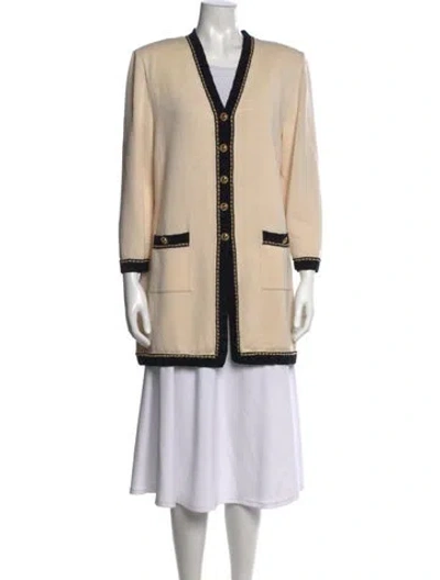 Pre-owned St John V-neck Sweater In Neutrals
