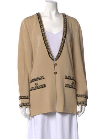 Pre-owned St John V-neck Sweater In Neutrals