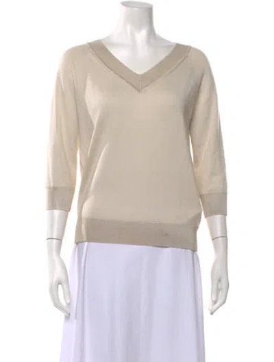 Pre-owned St John V-neck Sweater In Neutrals