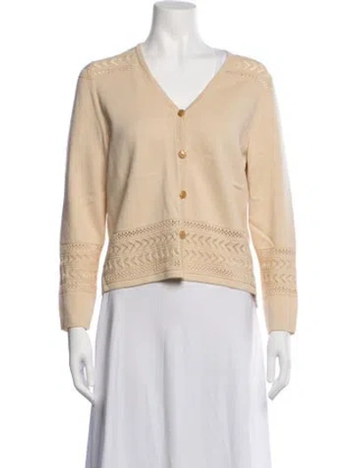 Pre-owned St John V-neck Sweater In Neutrals
