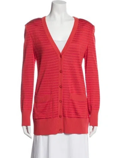 Pre-owned St John V-neck Sweater In Orange