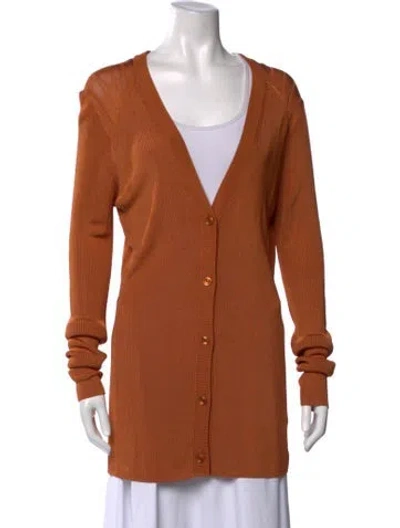 Pre-owned St John V-neck Sweater In Orange
