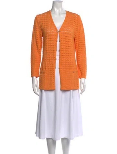 Pre-owned St John V-neck Sweater In Orange