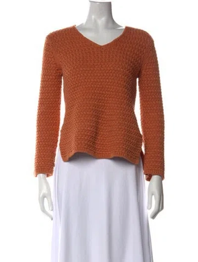 Pre-owned St John V-neck Sweater In Orange