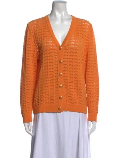 Pre-owned St John V-neck Sweater In Orange