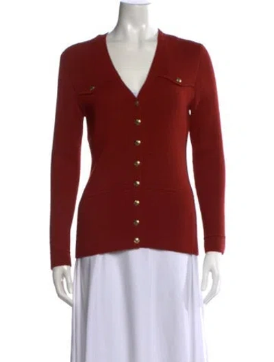 Pre-owned St John V-neck Sweater In Orange