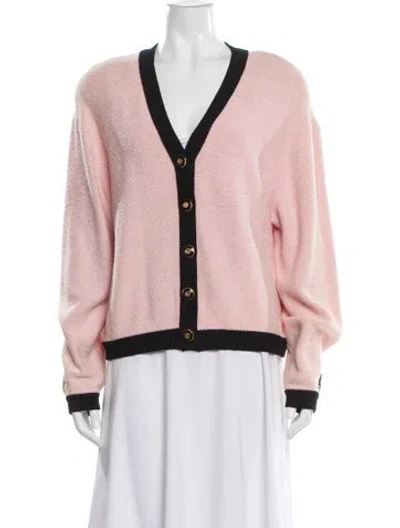 Pre-owned St John V-neck Sweater In Pink