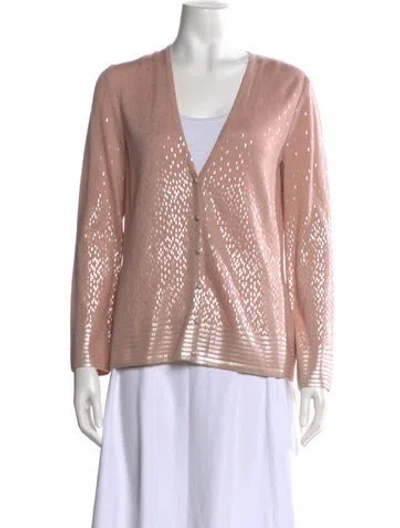 Pre-owned St John V-neck Sweater In Pink