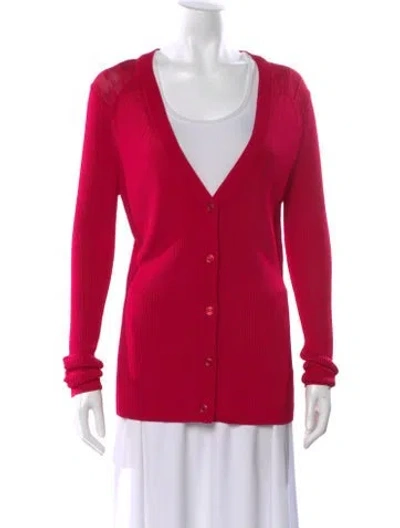 Pre-owned St John V-neck Sweater In Pink