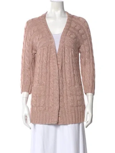 Pre-owned St John V-neck Sweater In Pink